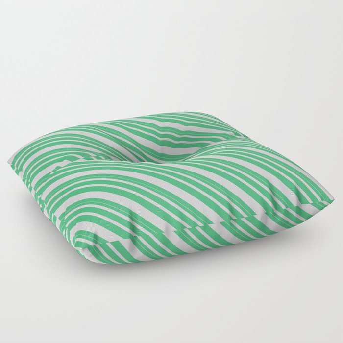 Sea Green and Light Grey Colored Lines Pattern Floor Pillow