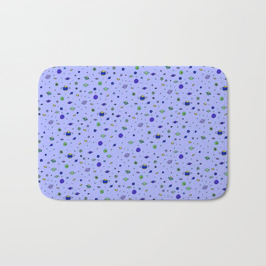 indigo Space with Blue Planets Bath Mat