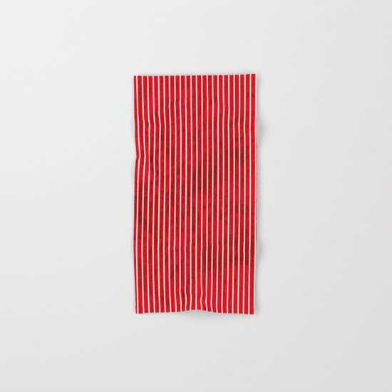 Red grunge stripes on white background Hand & Bath Towel