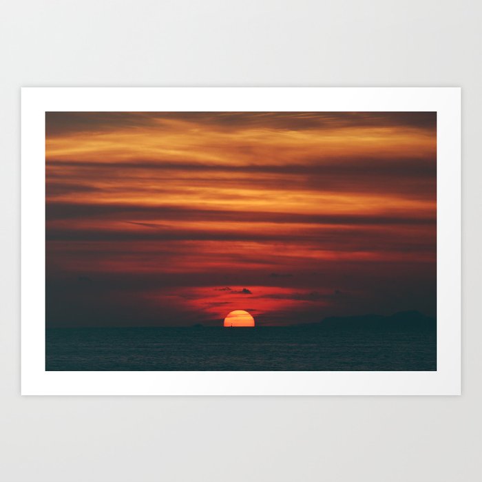 Breathtaking Sunset with Giant Sun | Beach's Landscape Photography Art Print