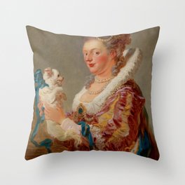 Jean-Honoré Fragonard "A Woman with a Dog" Throw Pillow