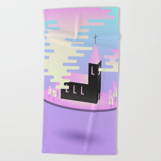 Smoky church Beach Towel