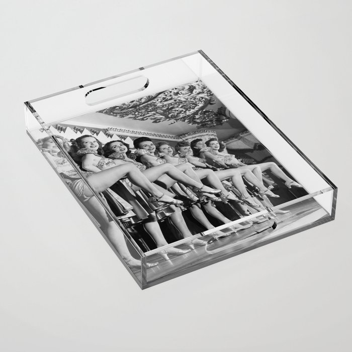 Chorus line of women with legs lifted Acrylic Tray
