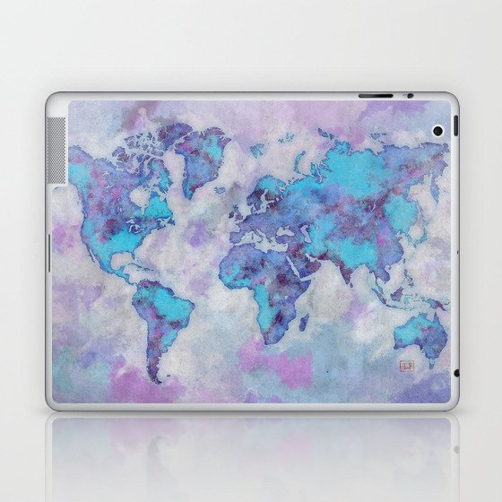 World Map Purple Laptop & iPad Skin