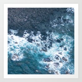 Dramatic Turquoise Ocean Aerial Photo From A Helicopter Art Print