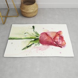 Rose Watercolor Red Flower Painting Floral Flowers Rug | Floral, Painting, Flower, Redrose, Minimalism, Redflower, Watercolorrose, Illustration, Abstract, Rosepainting 