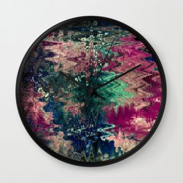 Distorted Psychedelic Artwork In Nature Tones Wall Clock