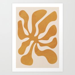 Abstract Playful Yellow Flower, Nordic Design Art Print