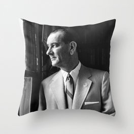 Senator Lyndon Johnson Looking Out Of Window - 1955 Throw Pillow