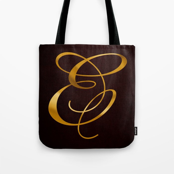 Golden letter E in vintage design Tote Bag