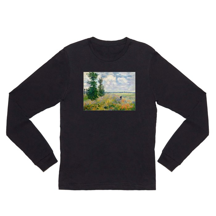 Poppy Fields near Argenteuil by Claude Monet Long Sleeve T Shirt