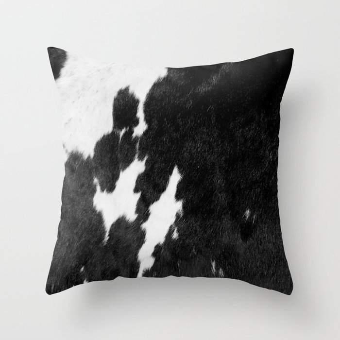 Black and White Faux Animal Fur (xii 2021) Throw Pillow