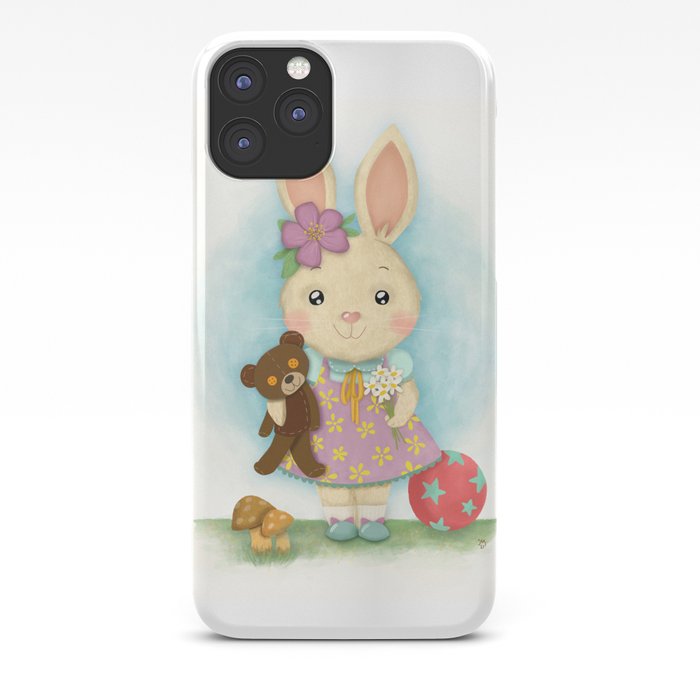 Cute bunny with teddy bear iPhone Case