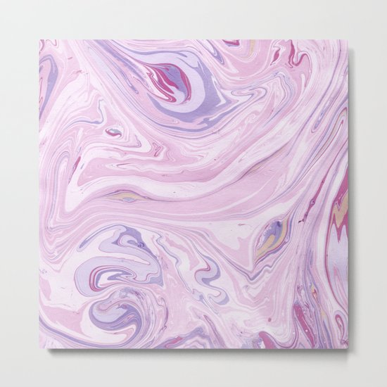 Vintage marble pattern soft pastels in pink and lilac Metal Print