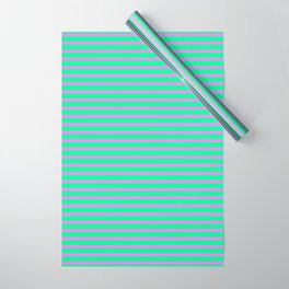 [ Thumbnail: Violet & Green Colored Striped/Lined Pattern Wrapping Paper ]