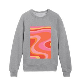 Pink and Orange Wave Machine Abstract Retro Swirl Pattern Kids Crewneck