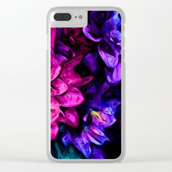 Pink Flower with Purple Flowers Clear iPhone Case