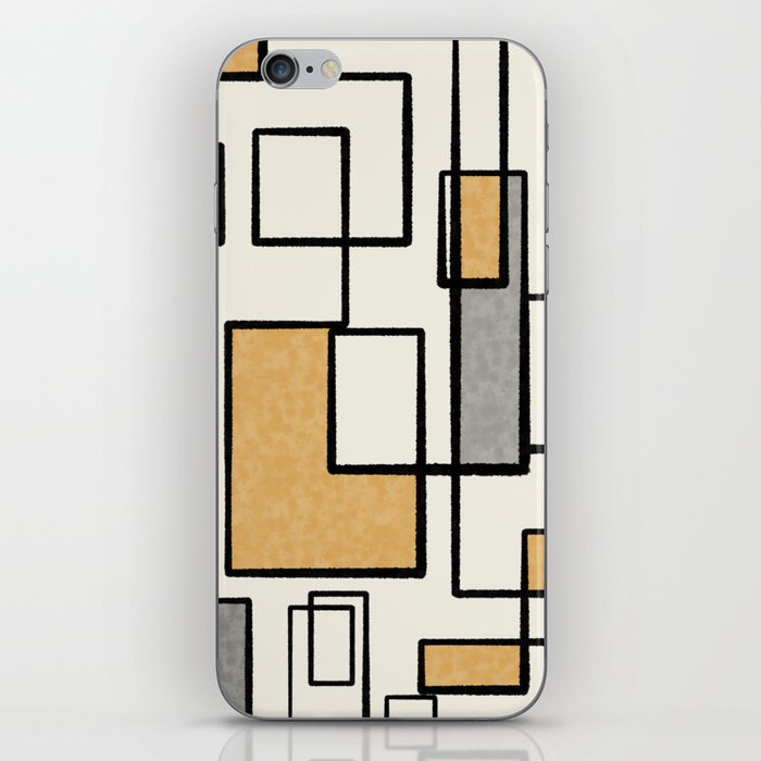Piet Composition - Mid-Century Modern Minimalist Geometric Abstract in Muted Mustard Gold Gray Cream iPhone Skin