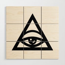 Tired illuminati eye pyramid Wood Wall Art