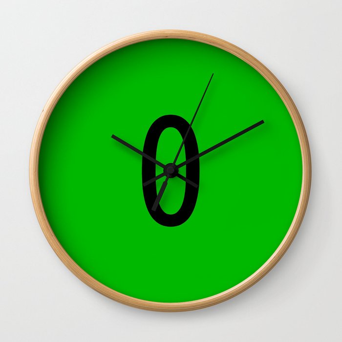 NUMBER 0 (BLACK-GREEN) Wall Clock