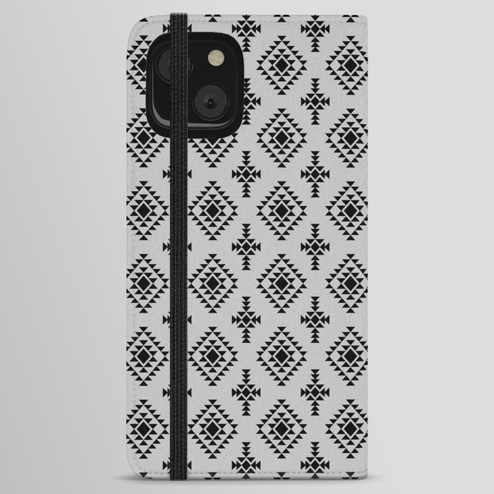 Light Grey and Black Native American Tribal Pattern iPhone Wallet Case