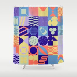 Abstract geometric pattern made with simple shapes and bright and vivid colors. Geometrical composition background.  Shower Curtain