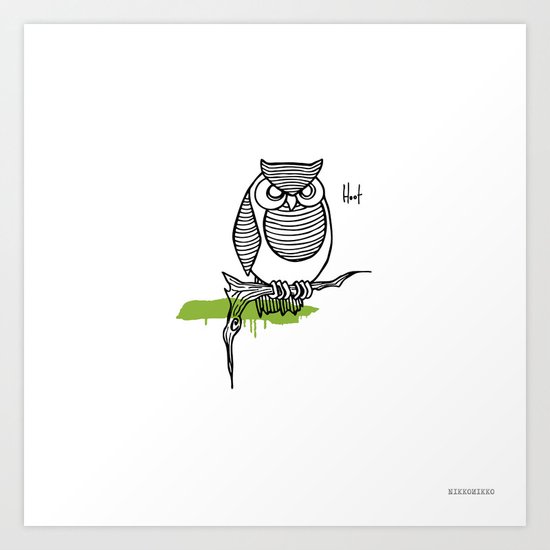 Line Owl 4 Art Print