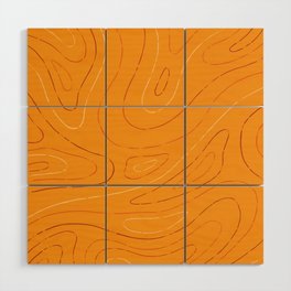 Orange Abstract Topographic Pattern. Digital Illustration background Wood Wall Art