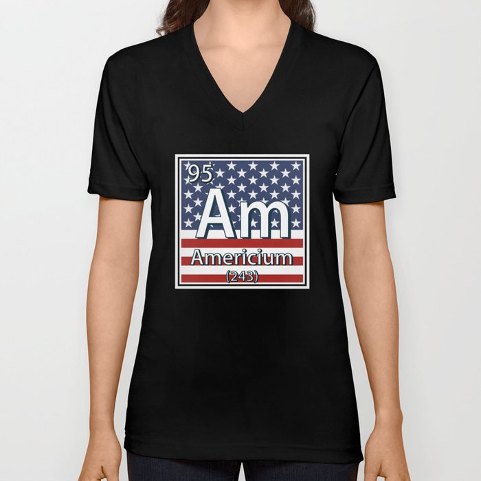 Americium - American Element Flag V Neck T Shirt