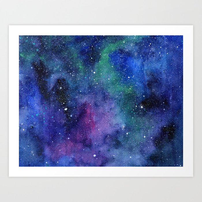 Colorful Galaxy Space Watercolor Art Print