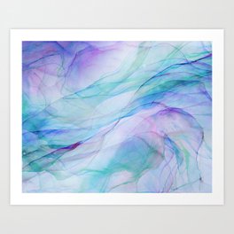 Pastel Violet Turquoise Abstract Ink Painting Art Print