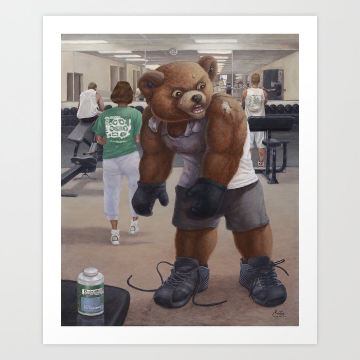 Bodybuilder Teddy Art Print