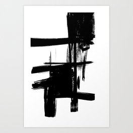 Black Brush Strokes Modern Minimalist Abstract Painting Art, nr 12 Art Print