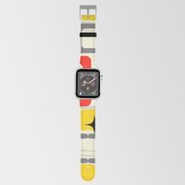 Vintage Mid Century Geometric pattern - orange yellow red Apple Watch Band