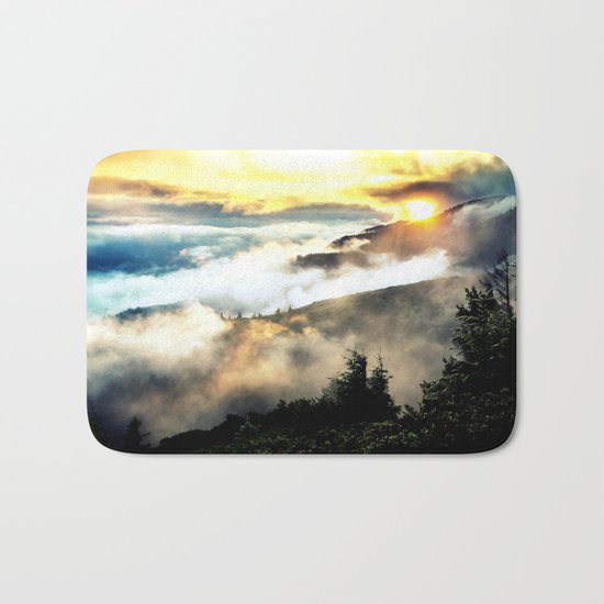 Sunrise mountains Bath Mat