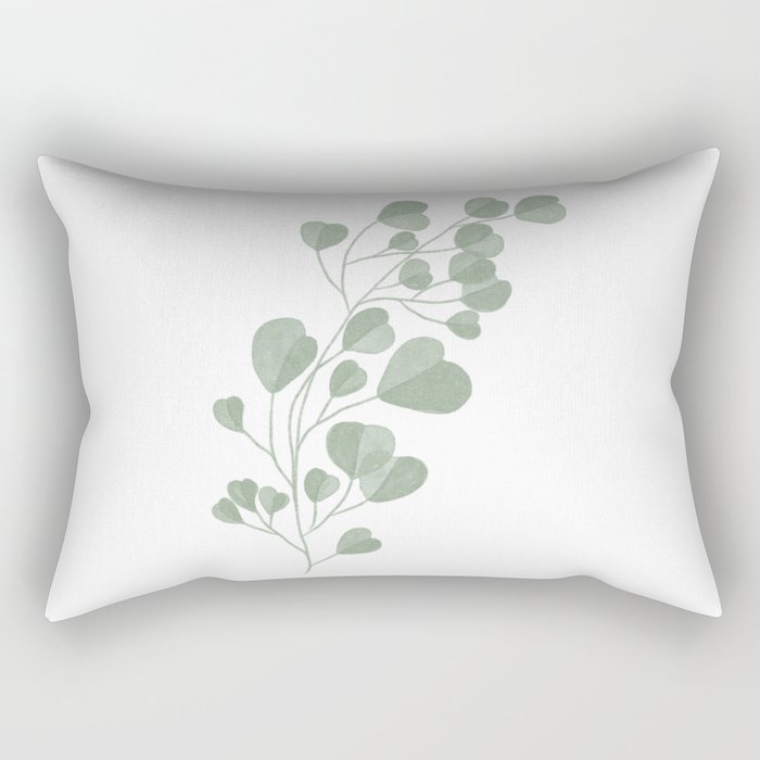 Watercolor Green Plant Rectangular Pillow