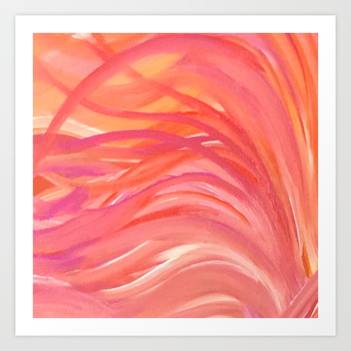 Abstract Pink Orange Purple Stripes Painting Girl Summer Colorful