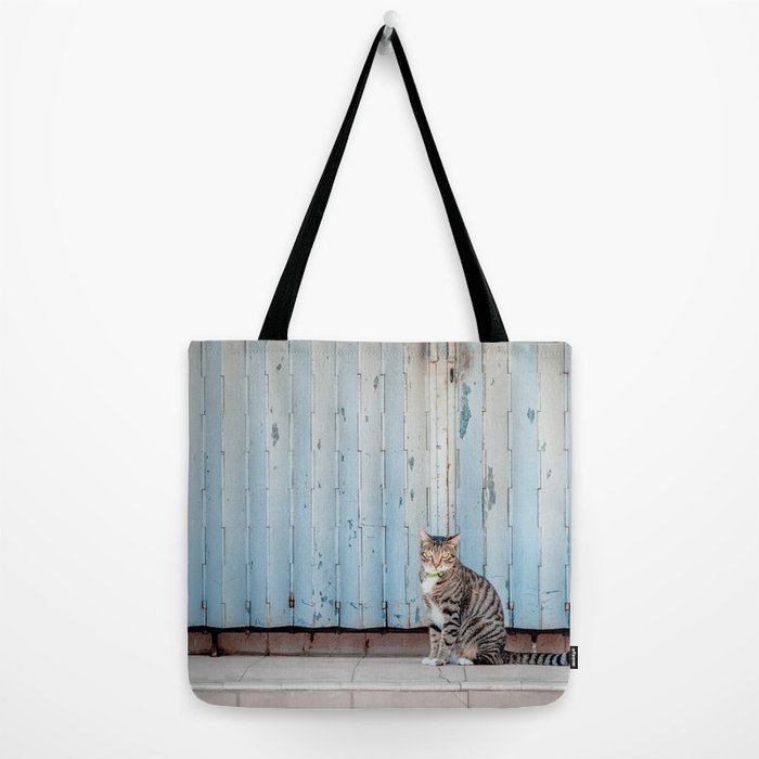 Cat In Front Of Old Gate Tote Bag By Aheiay Society6