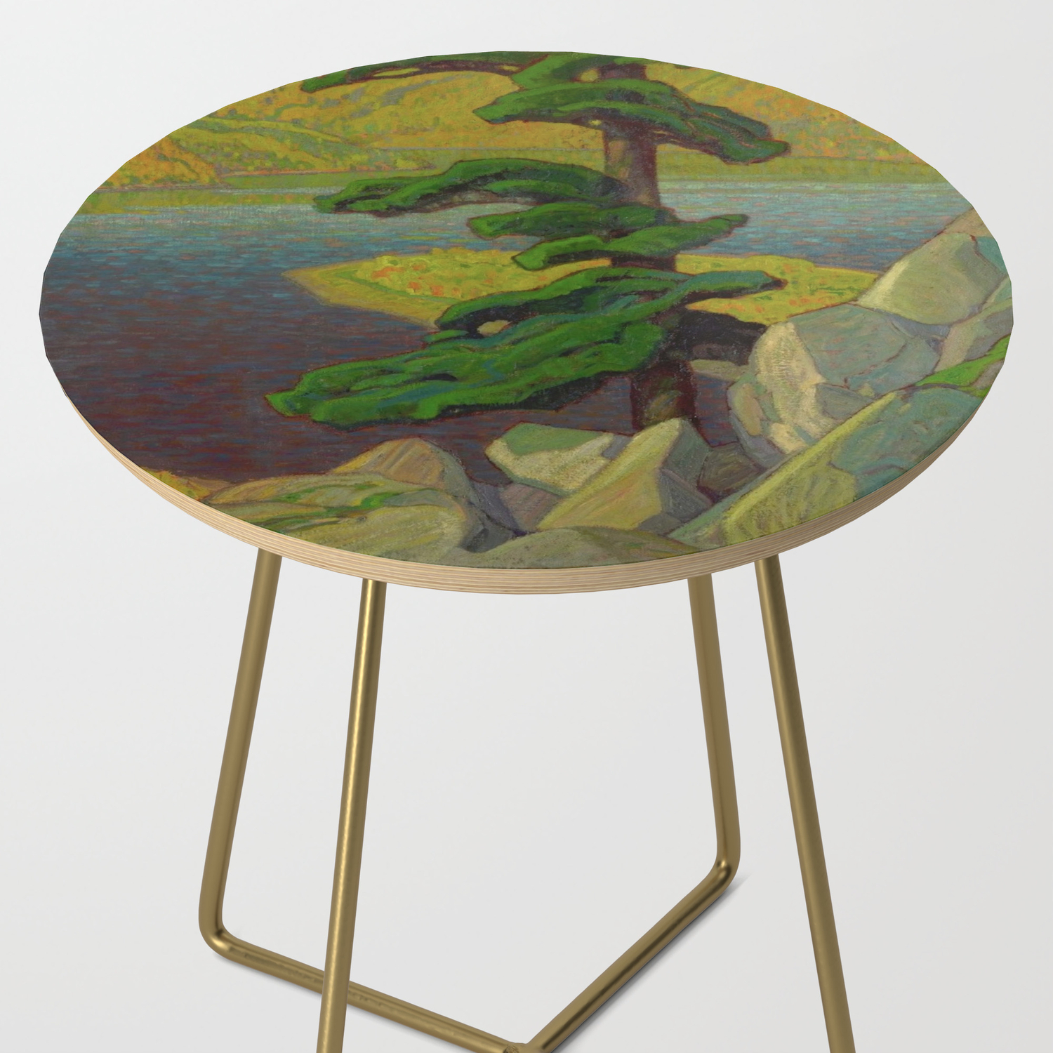 Canadian Landscape Oil Painting Franklin Carmichael Art Nouveau The Upper Ottawa Near Mattawa Side Table By Enshape