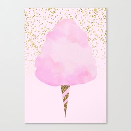 Pink & Gold Glitter Cotton Candy Canvas Print