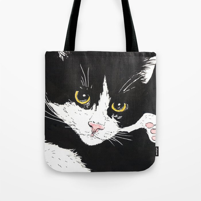 Black And White Cat Tote Bag By Katerinamitkova Society6