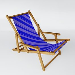 [ Thumbnail: Slate Blue and Blue Colored Stripes/Lines Pattern Sling Chair ]