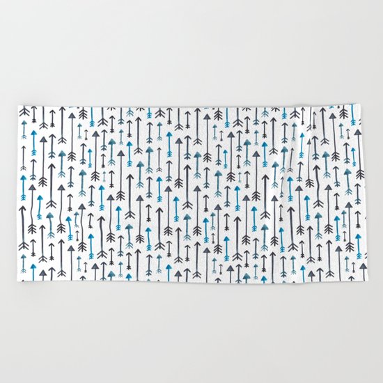 Watercolour Blue Arrows Beach Towel