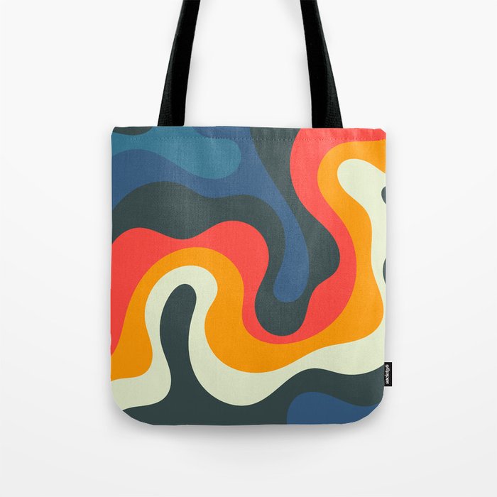 Fluid Swirl Waves Abstract Nature Art In Vintage 50s & 60s Color Palette Tote Bag