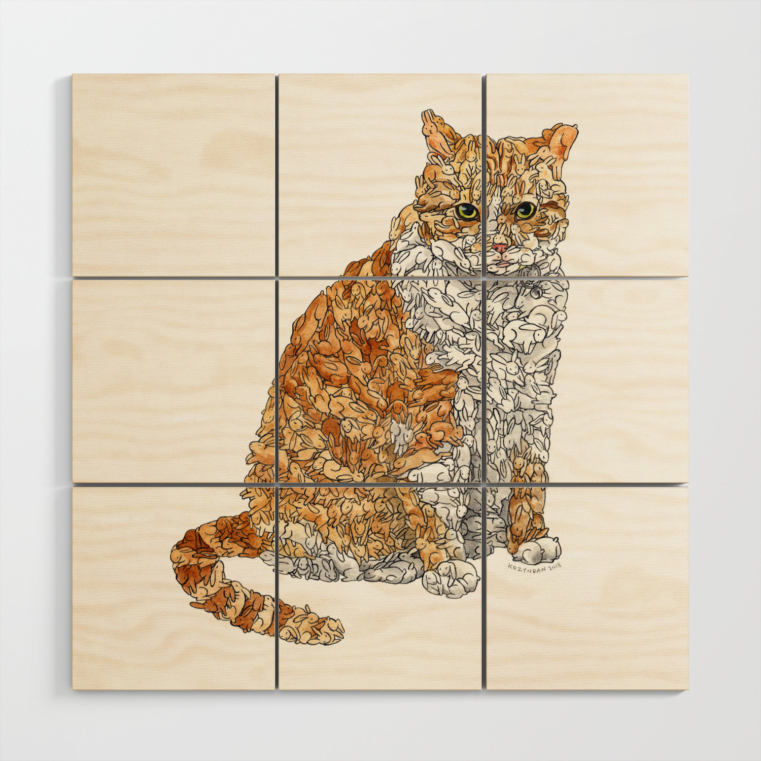 Tabby Bunny Kitty Wood Wall Art By Kozyndan Society6