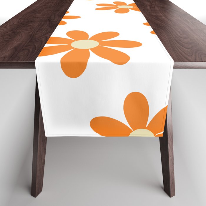 Mid Century Abstract Minimal Floral Pattern- Princeton Orange Table Runner