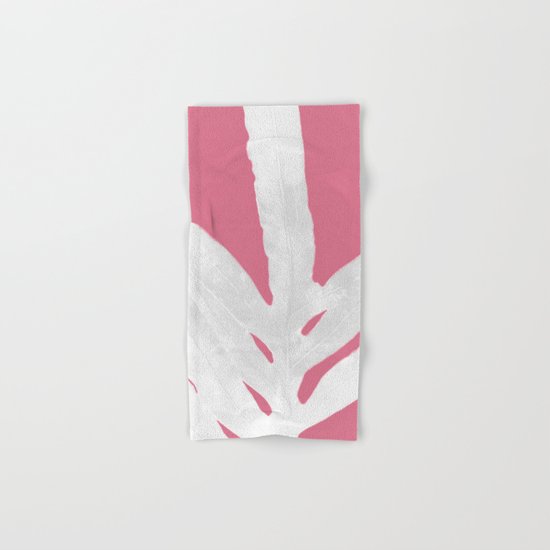 Green Fern on Pale Pink Bashful Inverted Hand & Bath Towel