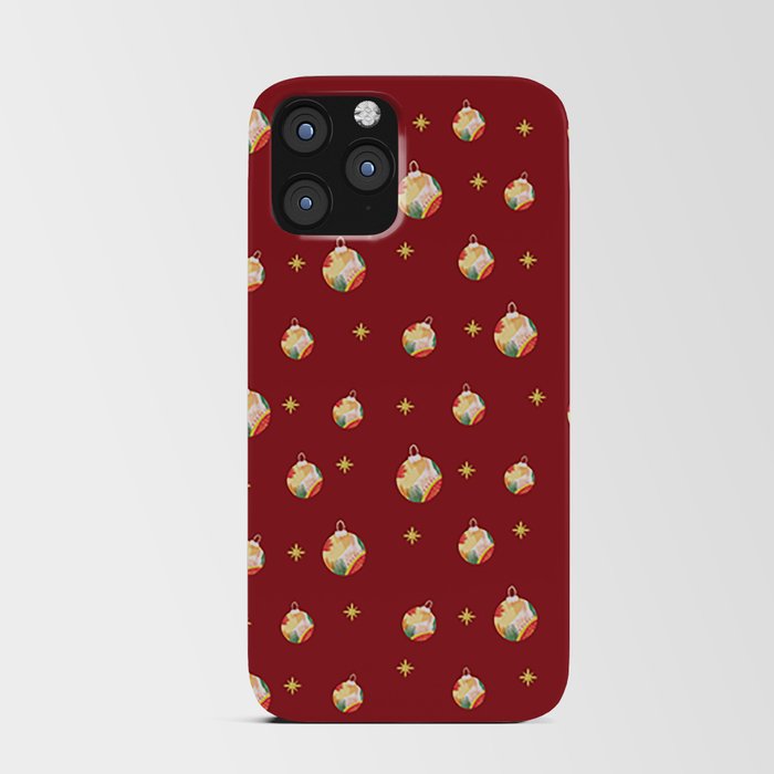 Christmas Ball Decorations Print Red Pattern iPhone Card Case