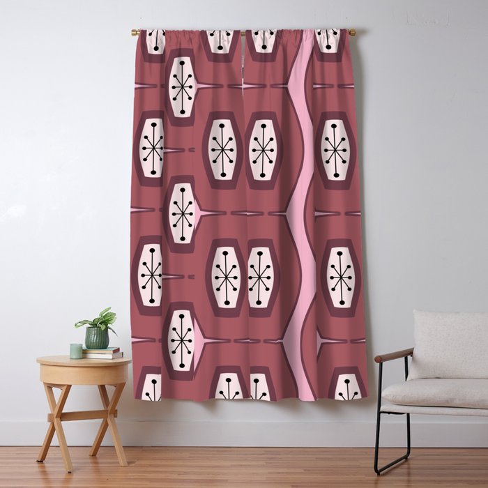 Midcentury Funky Chain Pink Blackout Curtain By Zennykenny Society6
