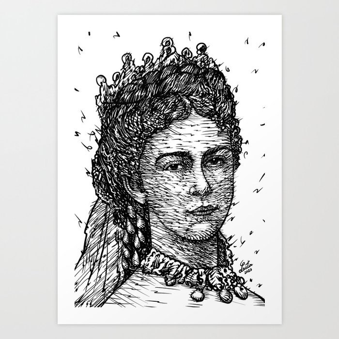 SISSI - Empress ELISABETH of AUSTRIA - ink portrait Art Print